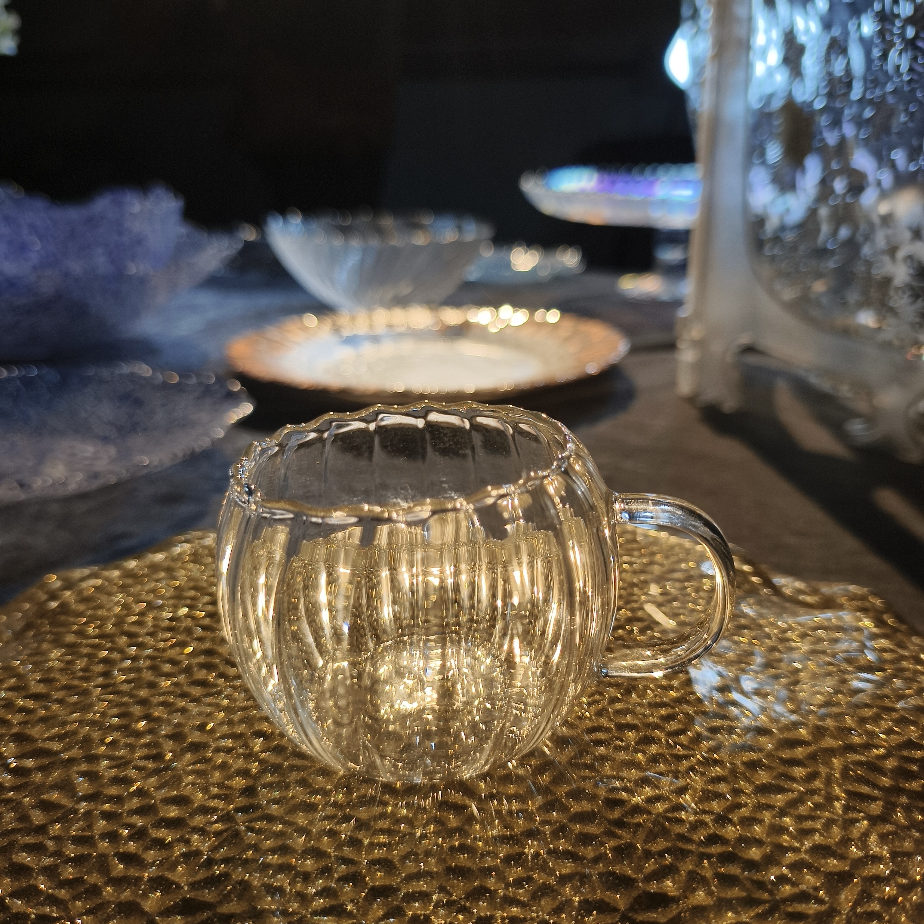 【简奢家居】小清新耐高温透明高硼硅玻璃南瓜杯耐热品茗杯茶杯家用