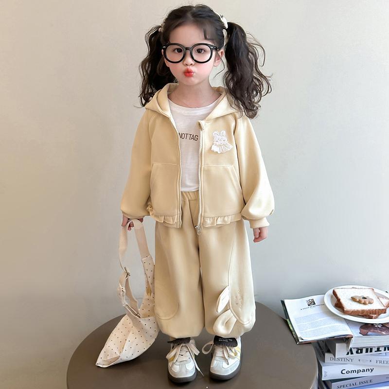 女童秋季套装2025新款女宝宝韩版连帽2025年款衣服儿童
