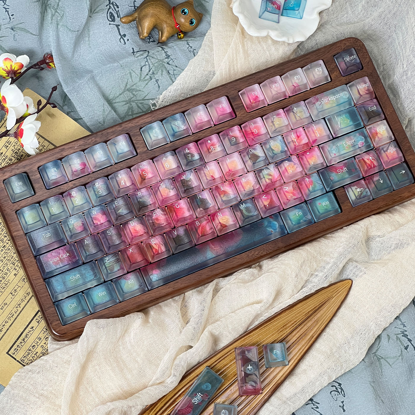 浮生幽梦渐变键帽五面雾透3Dai转印客制化PC原厂机械键盘键帽