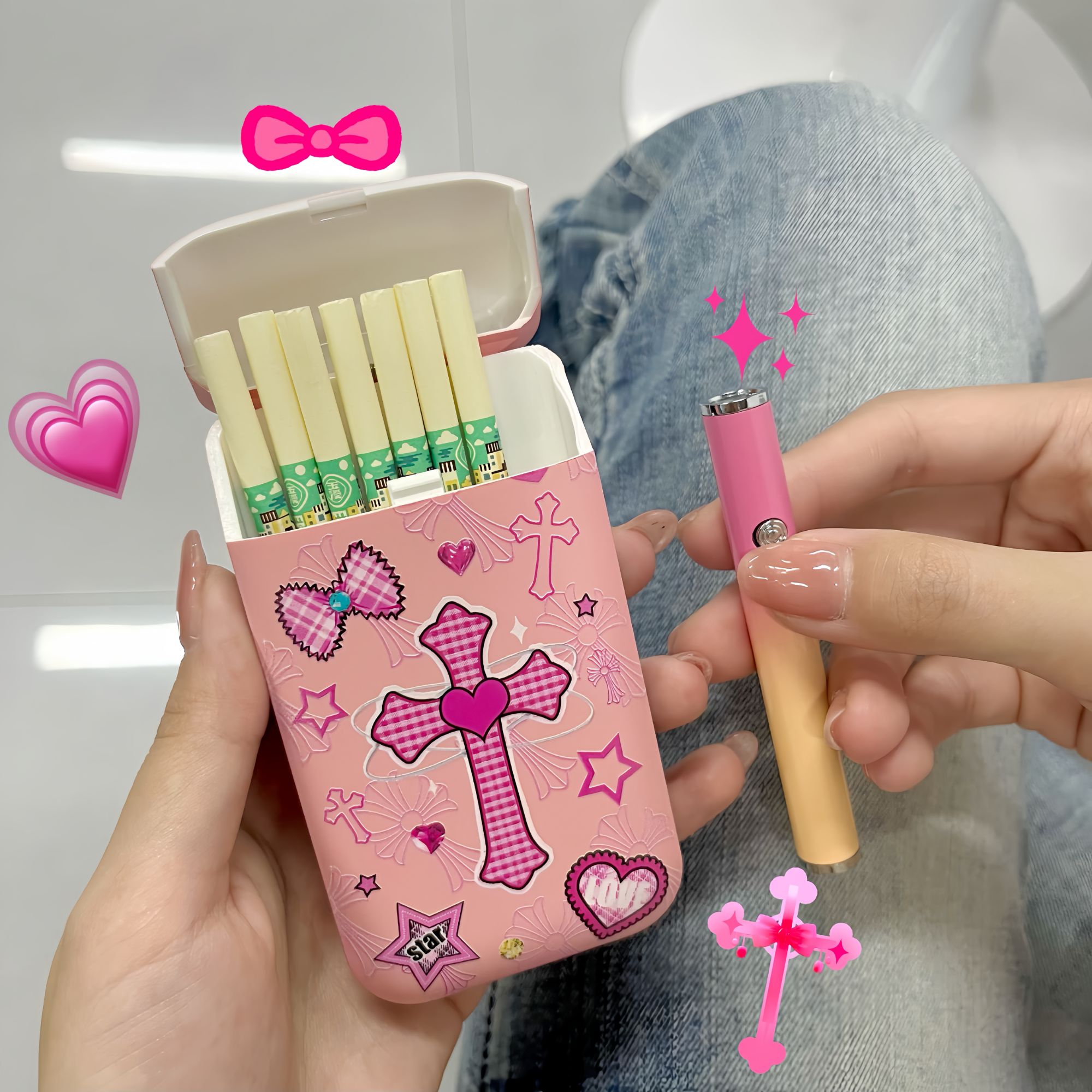 精致小众卡通可爱高级凯蒂猫烟盒打火机点烟器适合送女友闺蜜礼物