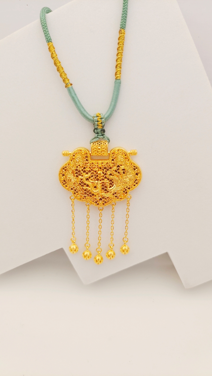 吊坠足银 2025新款天子门生吊坠项链挂件手工时尚复古平安锁挂坠