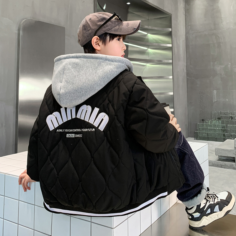 男童外套秋冬款加绒加厚棉衣2025新款冬季棒球服中大儿童男孩冬装
