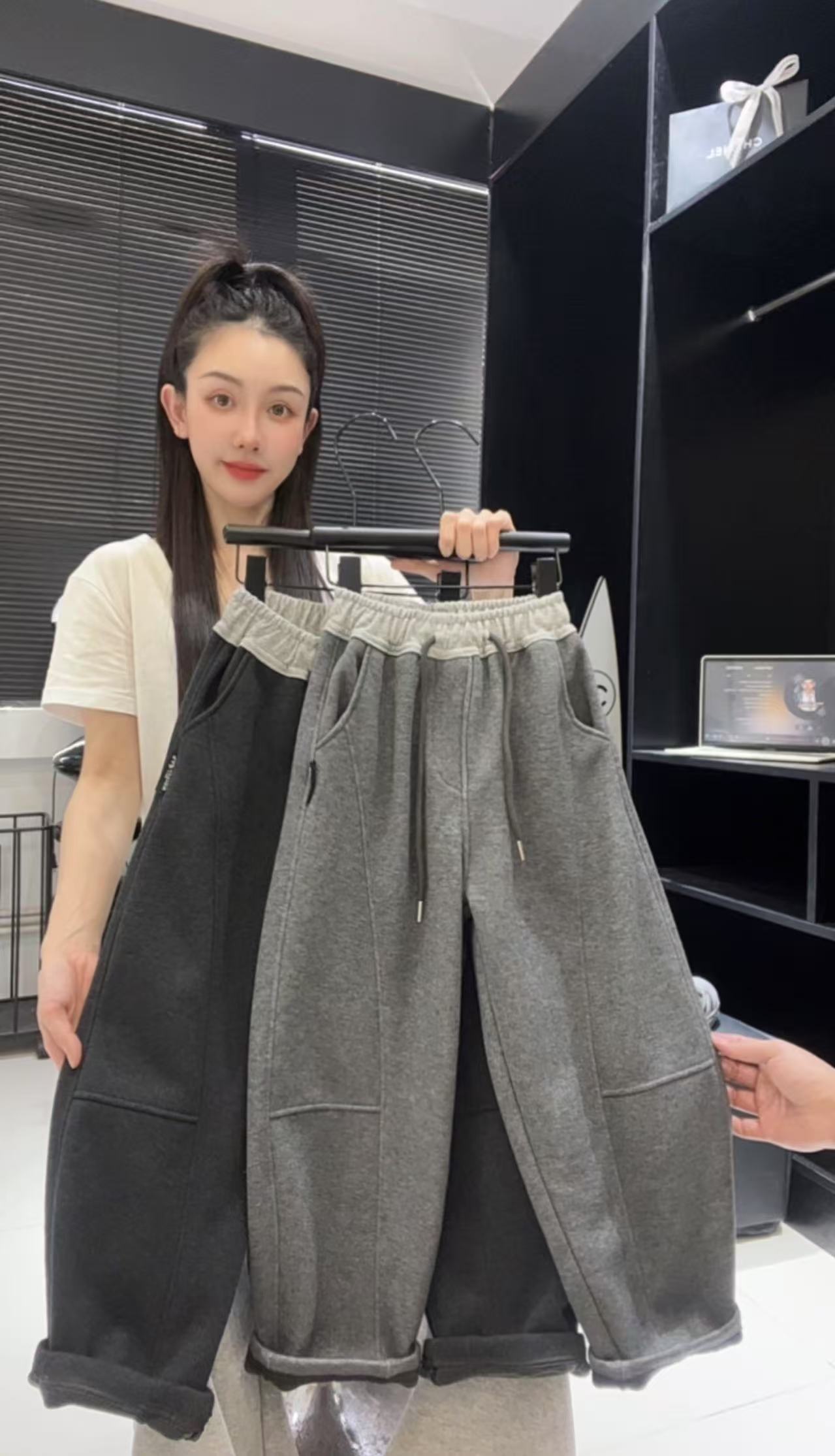 迪布乐AQ【软糯舒适加厚奶盖绒】秋冬慵懒风男女童显瘦垂感弯刀裤