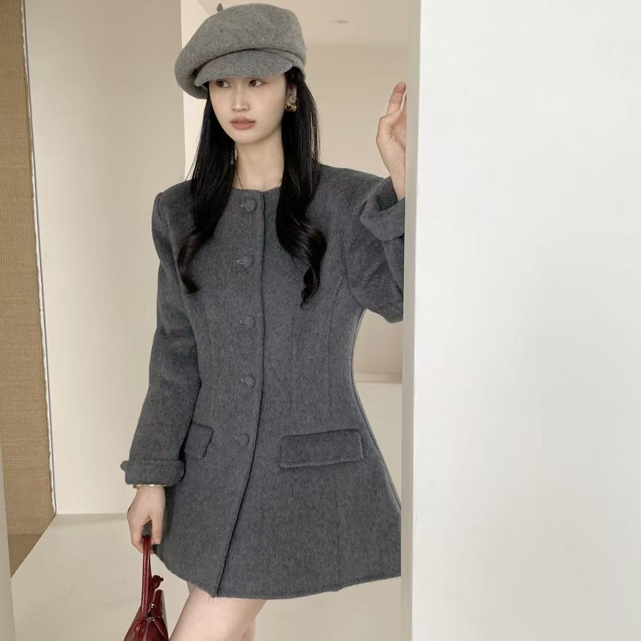 2025新款小蛮腰秋冬高贵双面羊毛大衣气质显瘦休闲外套羊毛外套