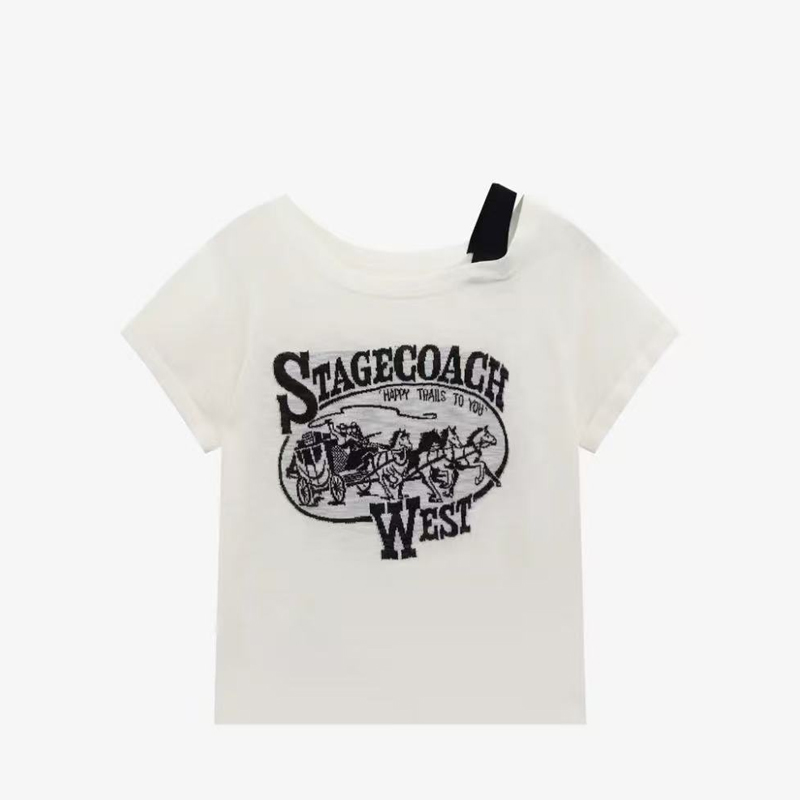 2025年法式气质设计感小众复古宽松休闲夏季印花圆领针织衫上衣女