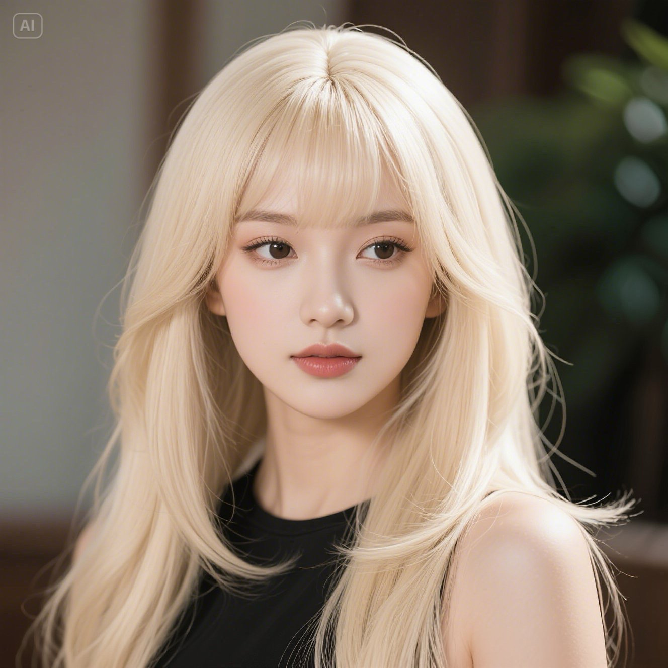 女款白金色长发全头套式真人假发自然逼真适合njt