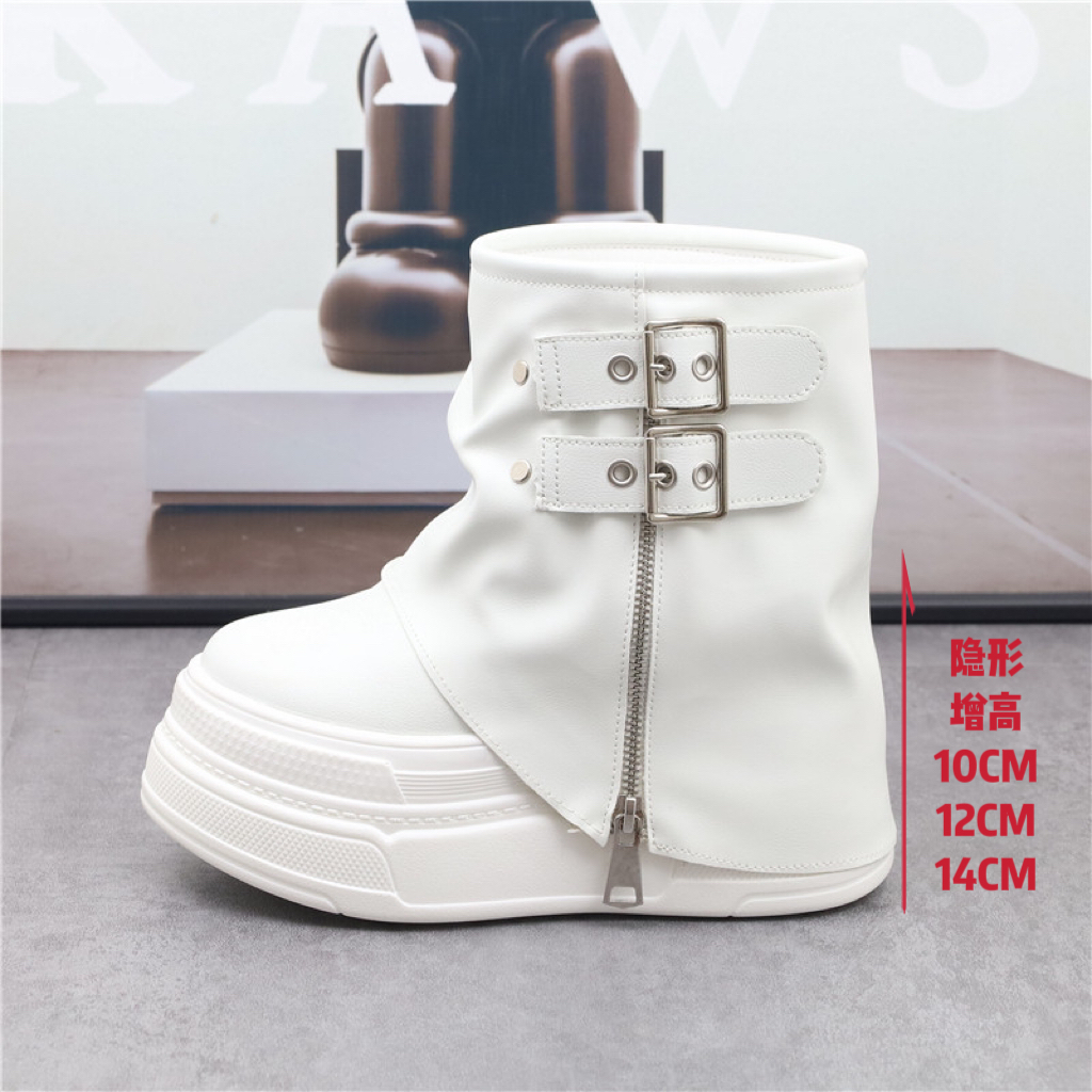 内增高14CM裤管靴女小个子12cm美拉德短靴新款秋冬厚底10cm马丁靴