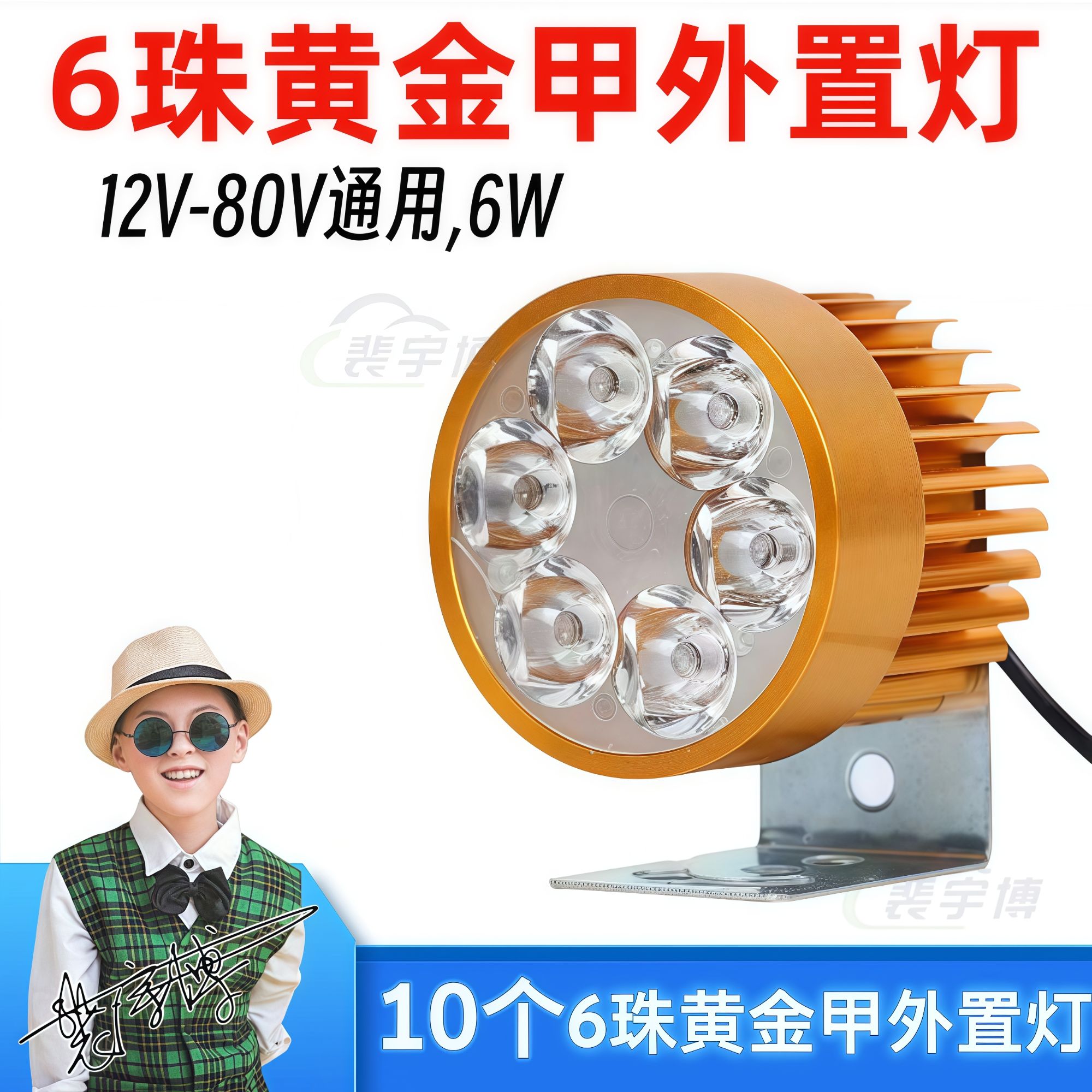 【10个】六珠黄金甲外置灯