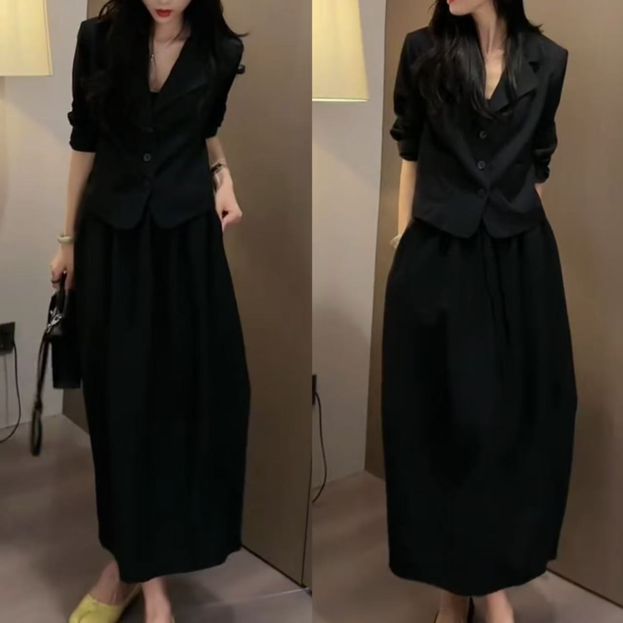 2025春夏新款时尚显瘦气质女士网红洋气两件套百搭款D6045