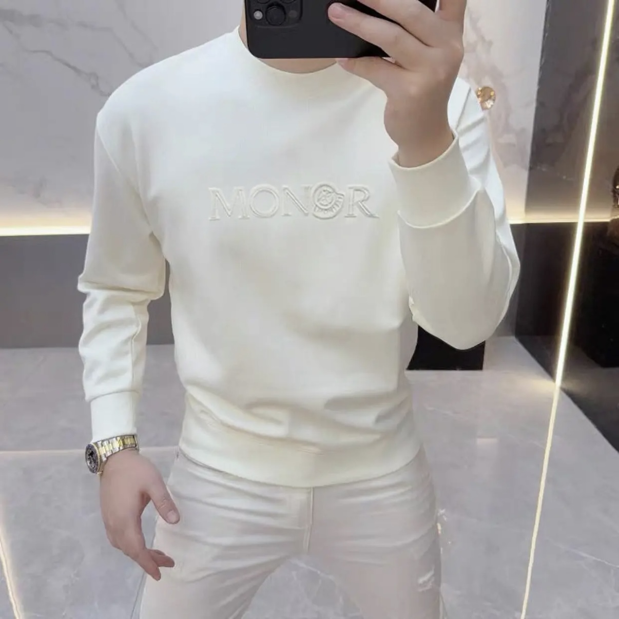 2025秋冬新款潮流帅气男士时尚休闲简约百搭圆领套头卫衣老钱风