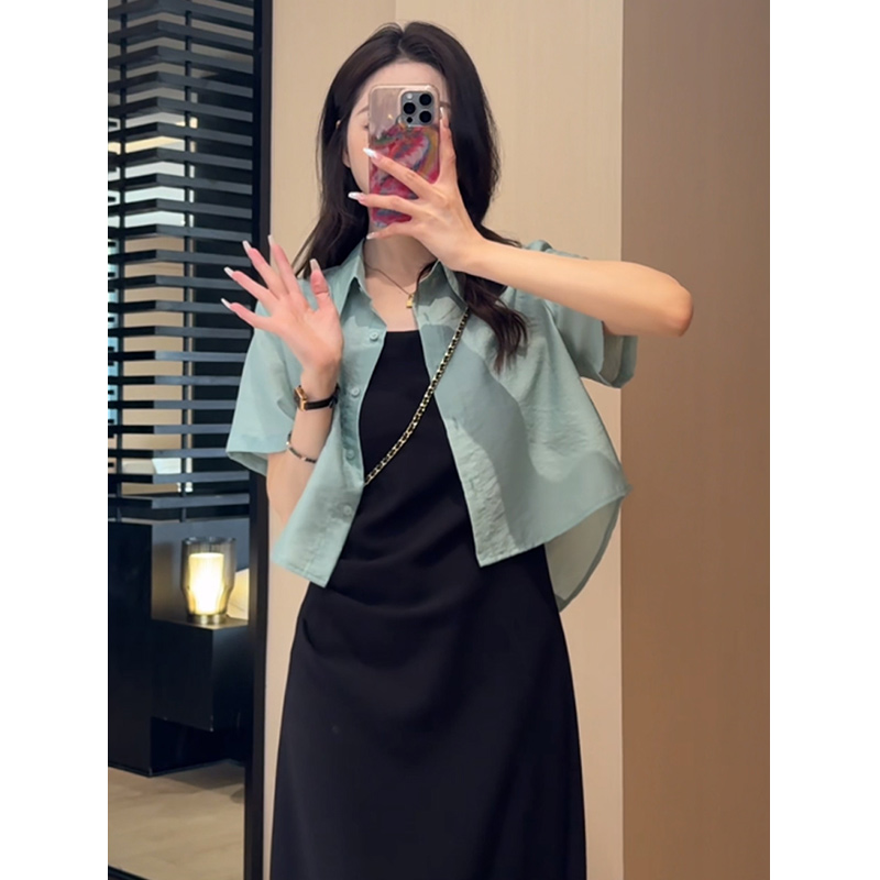 时髦洋气减龄高级感衬衫2026夏新款上班族通勤风女装后开叉防晒衣