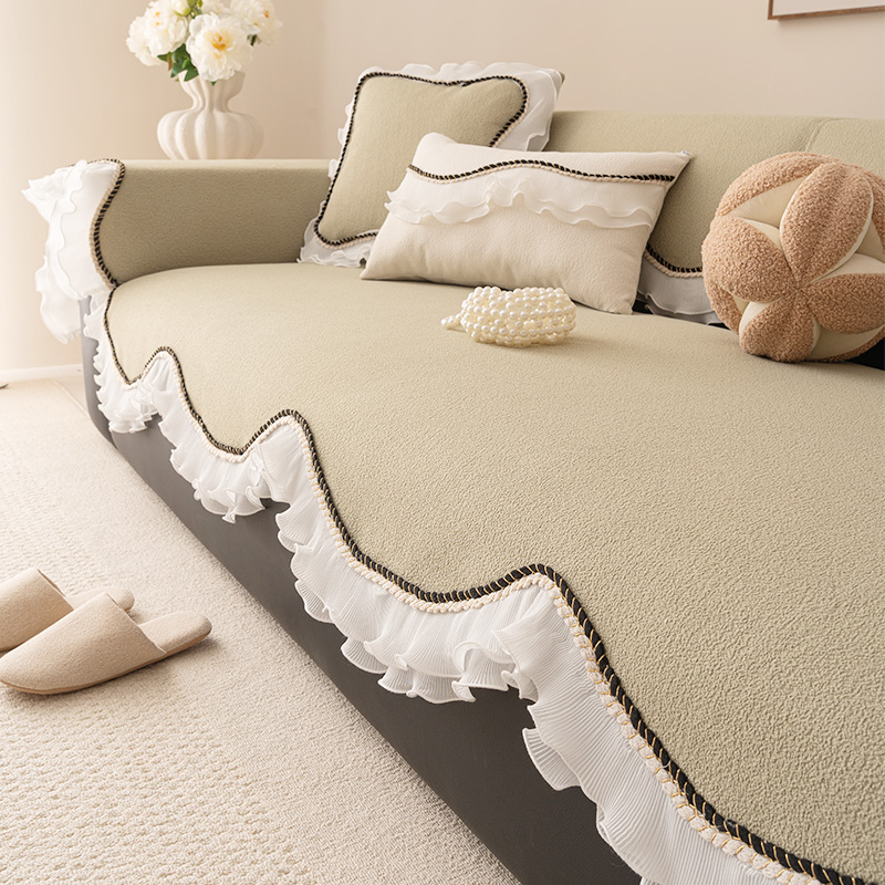 轻法式奶油风泰迪绒沙发垫2025新款四季通用皮沙发套罩盖布坐垫子