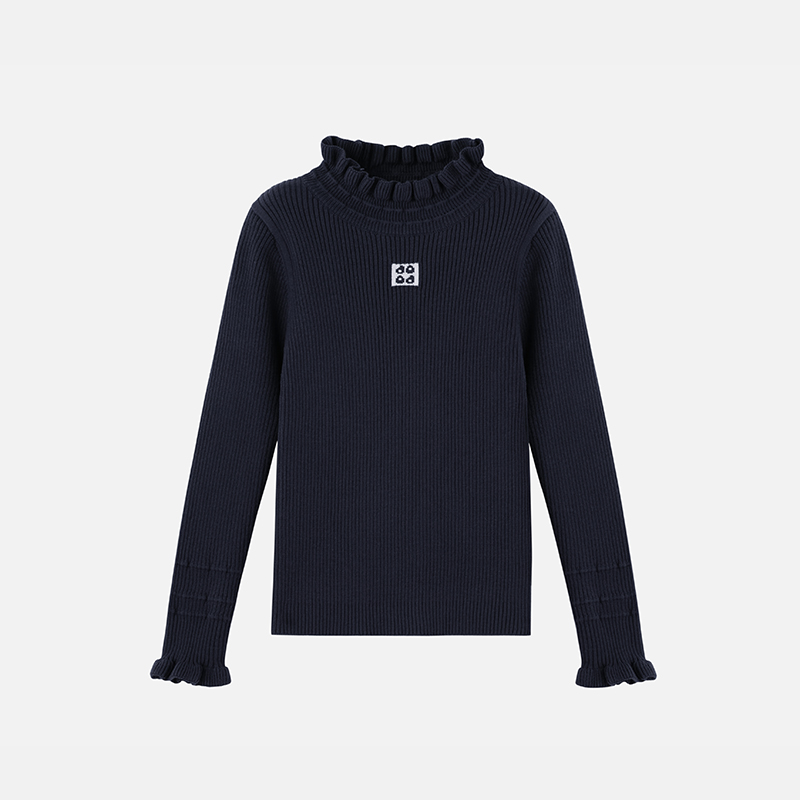 JOOJOO童装花边高领毛衫女童毛衣大童半高领小童保暖10421601