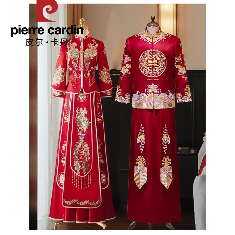 皮尔卡丹男士秀禾服新娘新款高级男装情侣套装结婚新郎不退可换