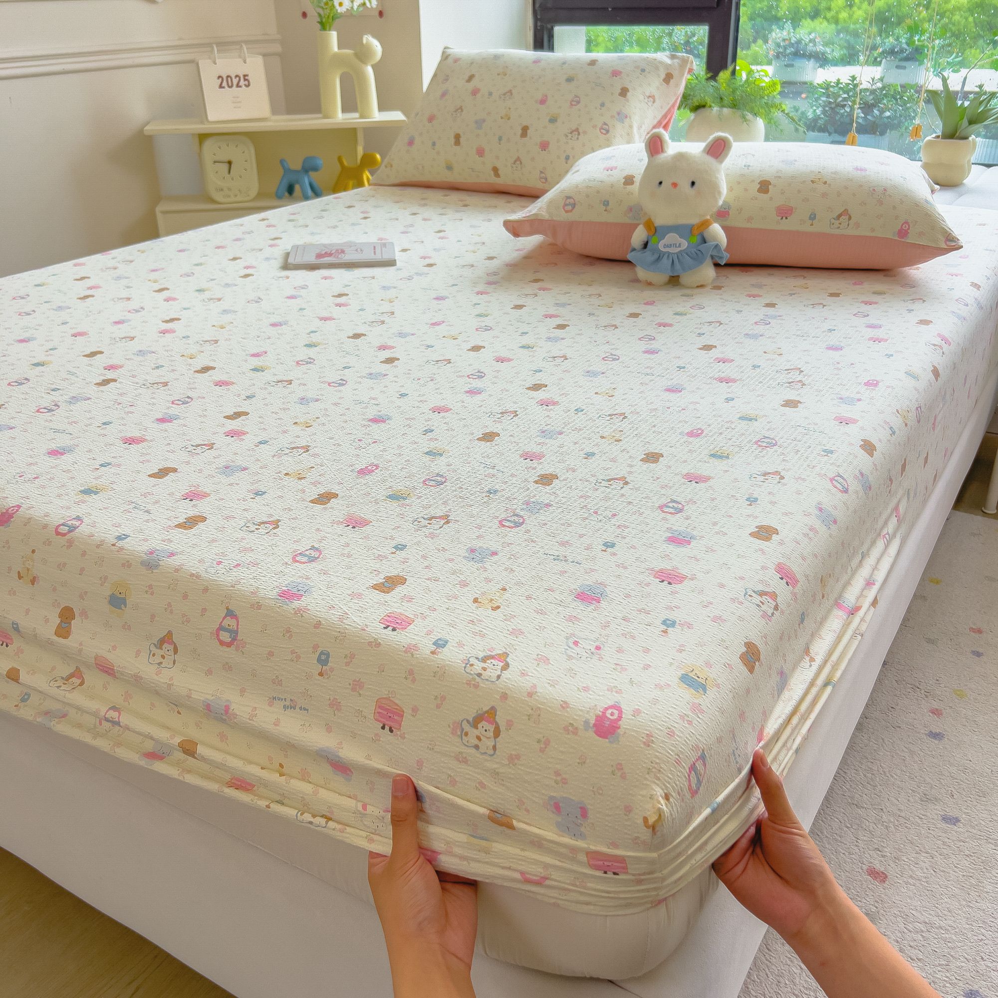 超柔皱皱纱床笠床罩床垫防尘防滑床单罩150x180x200保护罩床套