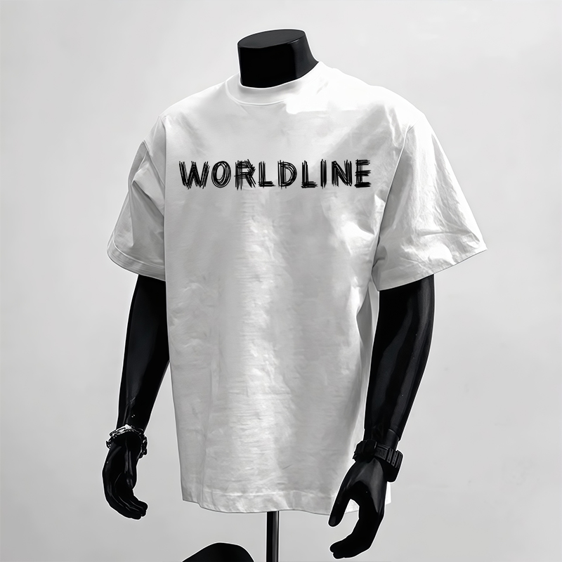 纯棉重磅不透白色短袖t恤美式潮牌半袖宽松印花上衣男生个性体恤