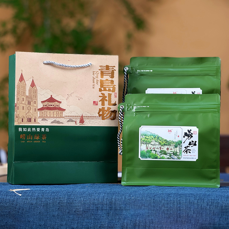 华夏茶业2025年豆香浓香型崂山绿茶500g袋装