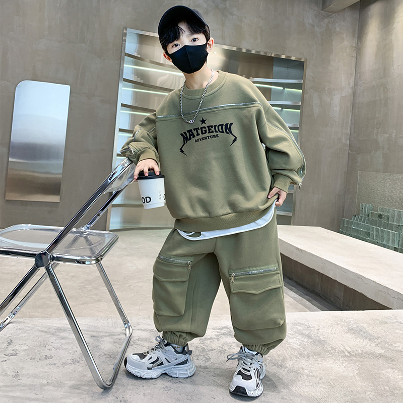 男童春装套装酷帅2025新款儿童春秋款卫衣运动服中大童春季衣服潮