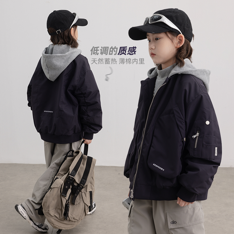 【2025秋冬款上新】男童夹棉外套中大儿童加厚秋冬装男孩连帽上衣潮