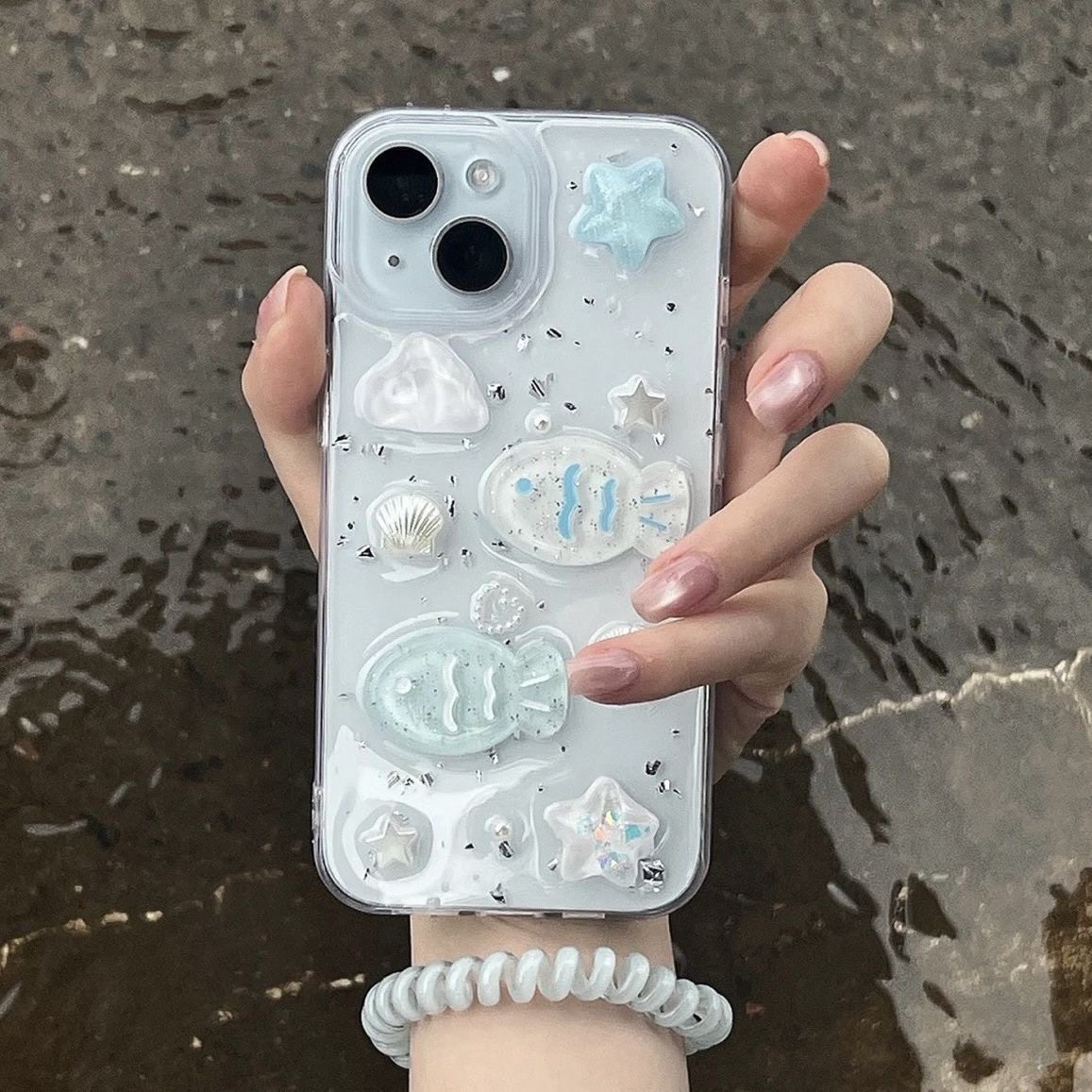海洋小鱼薄荷适用OPPOreno1411/9手机壳A57/A58/A2PR新款滴胶K9S