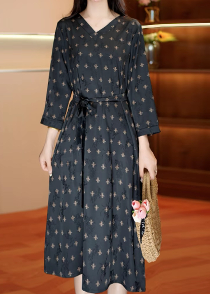 1357-3小蜜蜂国风传承连衣裙气质洋气中长款女装显瘦