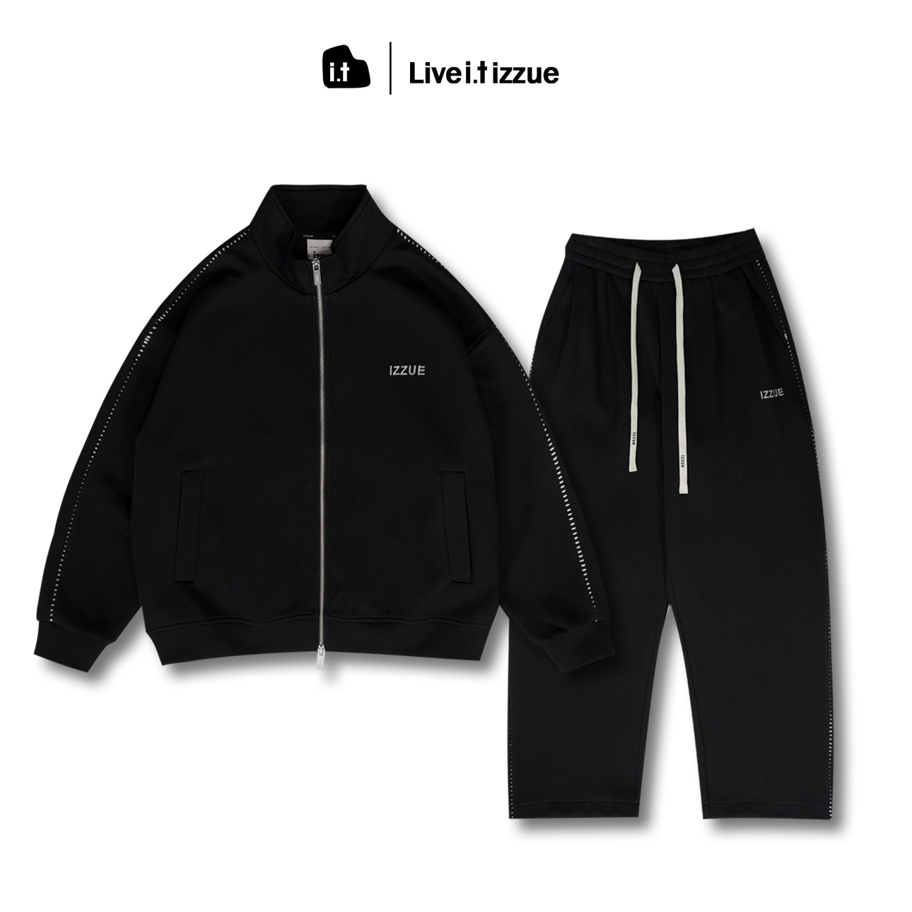 i.t izzue【高端线】秋冬新款时尚宽松百搭刺绣高级感运动卫衣套装