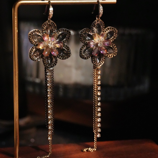 铜合金耳饰 A425 法式复古手工秋冬气质优雅女神时尚简约耳环