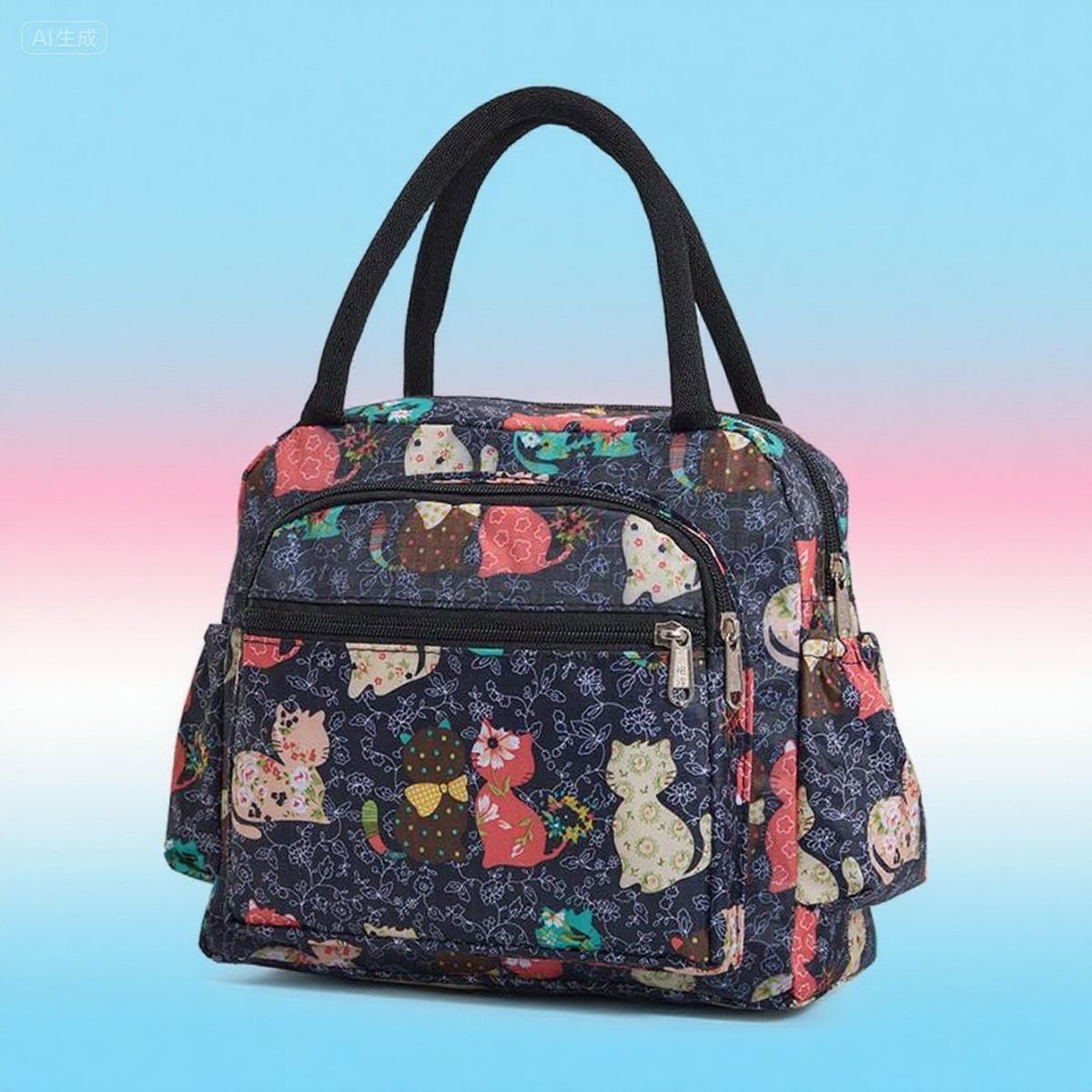 新款妈妈包高档布包5层拉链口袋手提包买菜手拎放手机包女士包袋Q