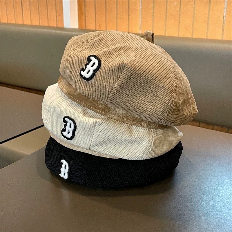 儿童秋冬韩版女宝宝贝雷帽灯芯绒男女孩画家帽保暖时尚百搭洋气帽