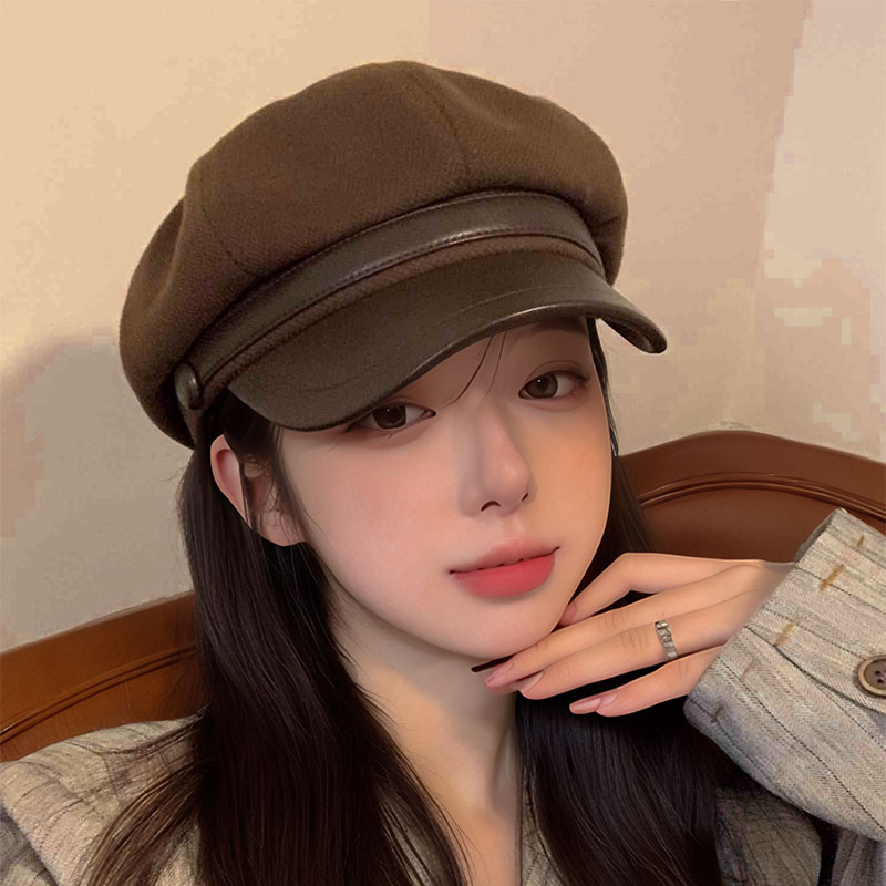 高颜值复古八角帽子女网红画家贝雷帽子鸭舌ins百搭显脸小秋冬季