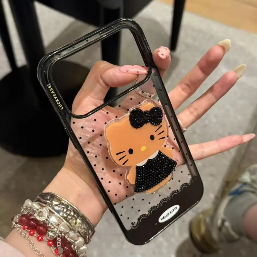 ins蕾丝波点裙子凯蒂猫适用苹果17/16promax手机壳15保护套1413