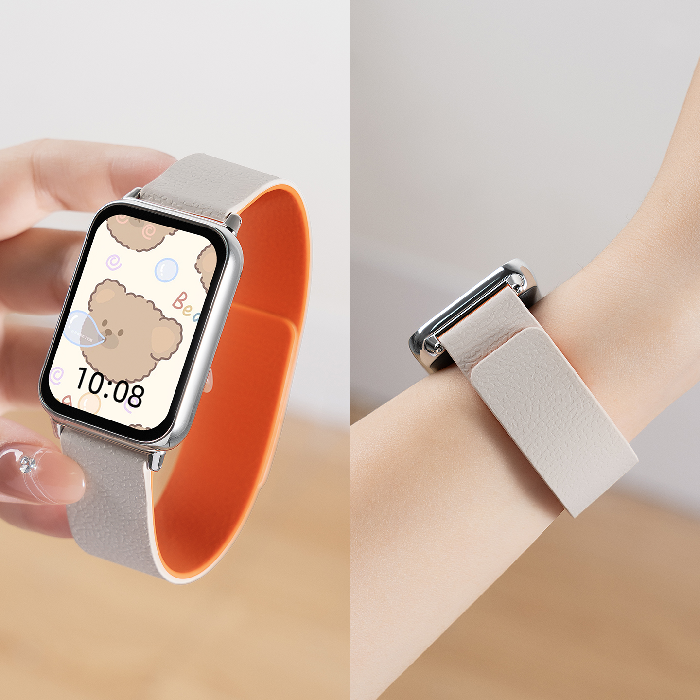 适用小米手环9pro表带8Pro手表腕带红米Watch5/4替换带荔枝皮硅胶