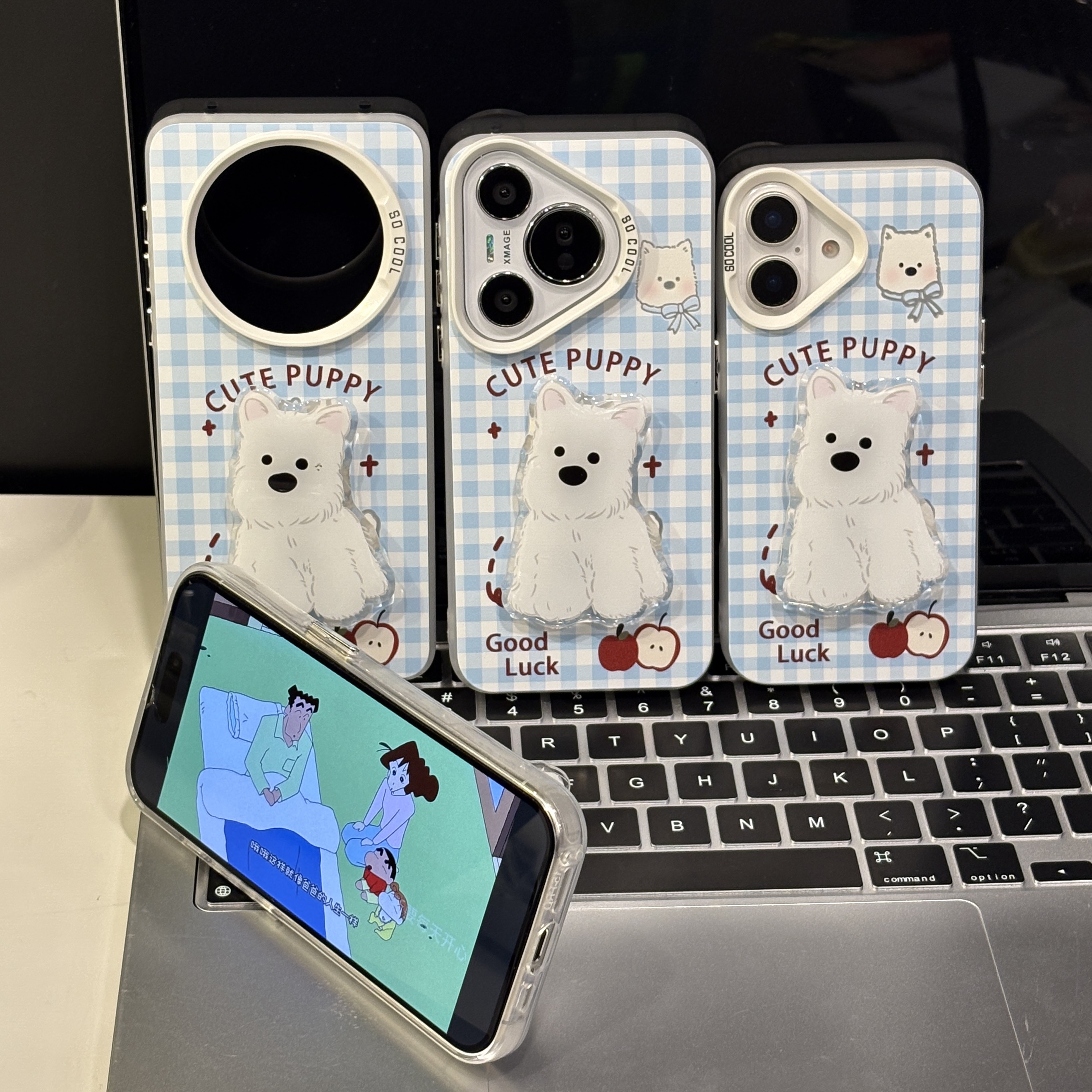 蓝格纹西高地适用苹果16promax彩银手机壳华为oppovivo小米15小众