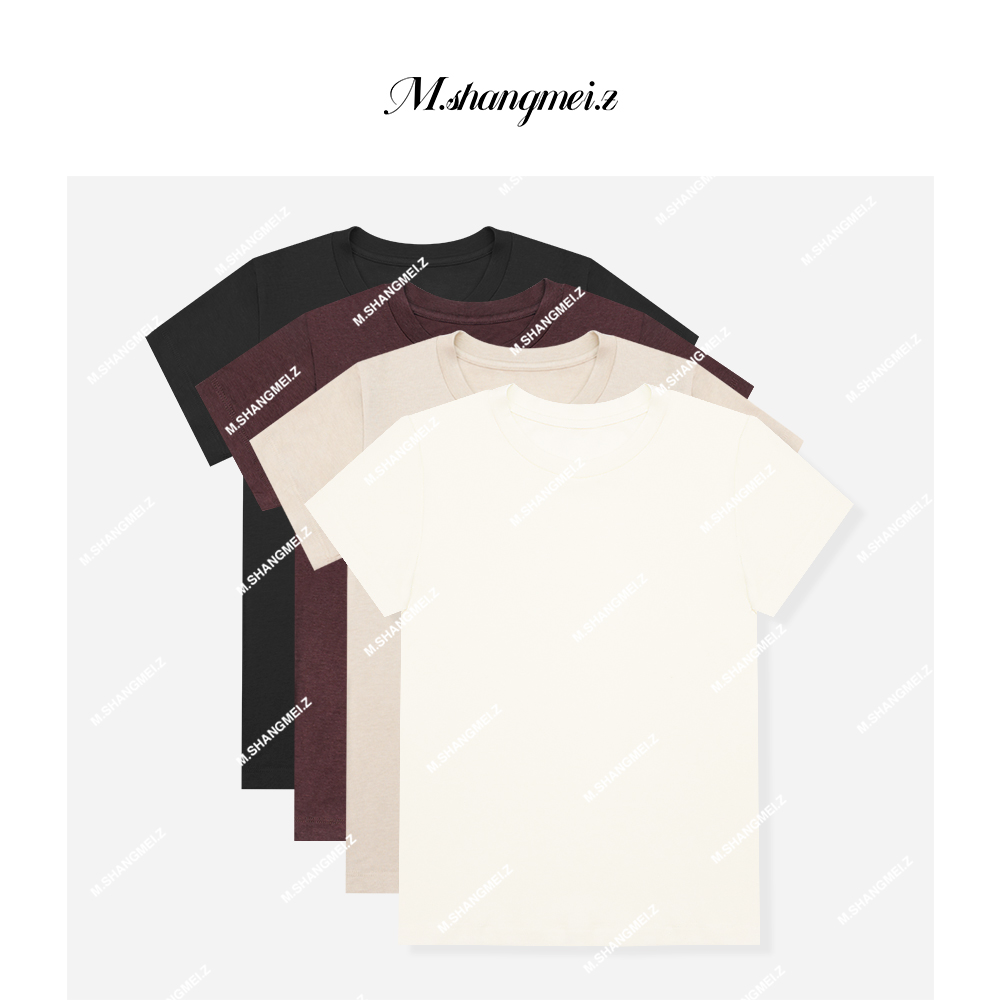 M.SHANGMEI.Z/沐熙【伊士曼T】美大哥慵懒垂顺修身圆领T恤X052554