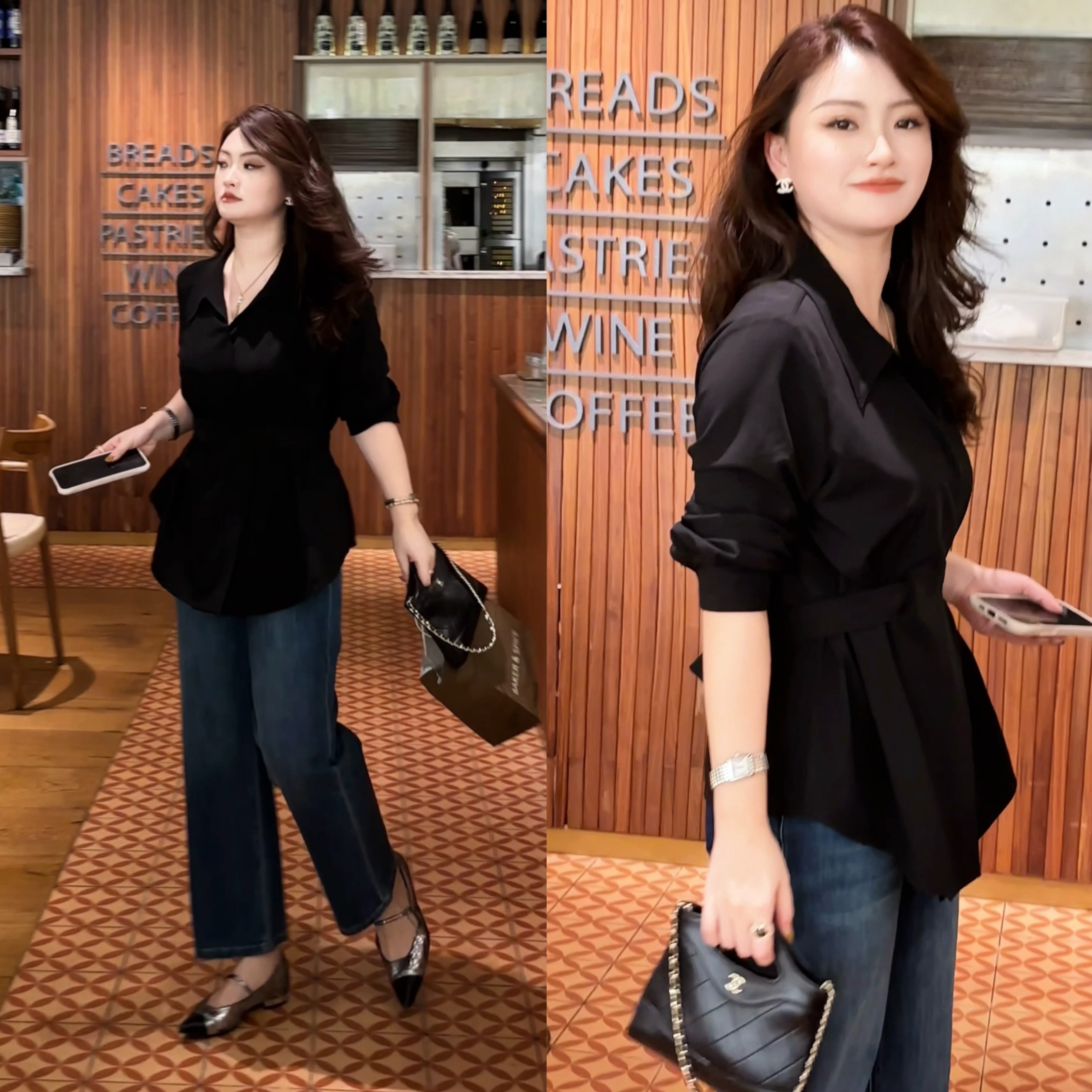 裂渡杨杨【白色佳人】微胖大码女秋时尚显瘦气质收腰衬衫ZY508A19