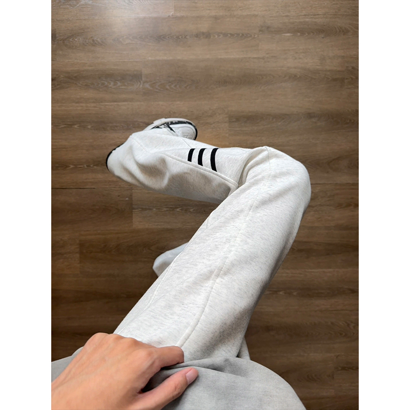 美式cleanfit三条杠裤子男秋季潮牌高级感重磅卫裤宽松直筒休闲裤