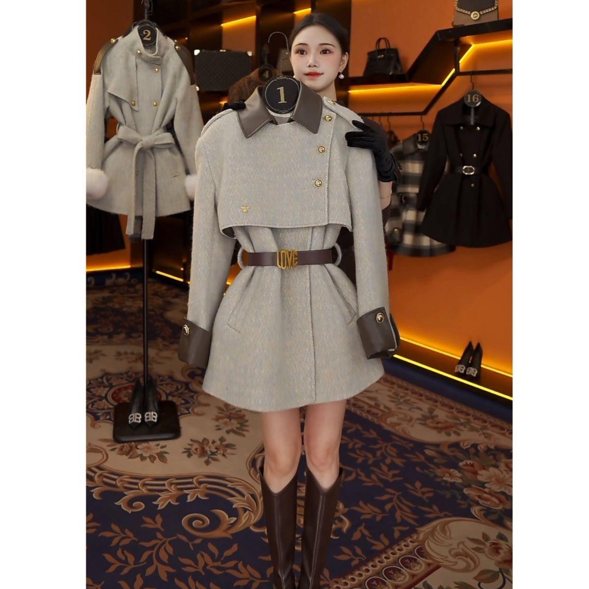 小香风中长款毛呢外套2025年秋冬新款冬季服小个子大衣女装