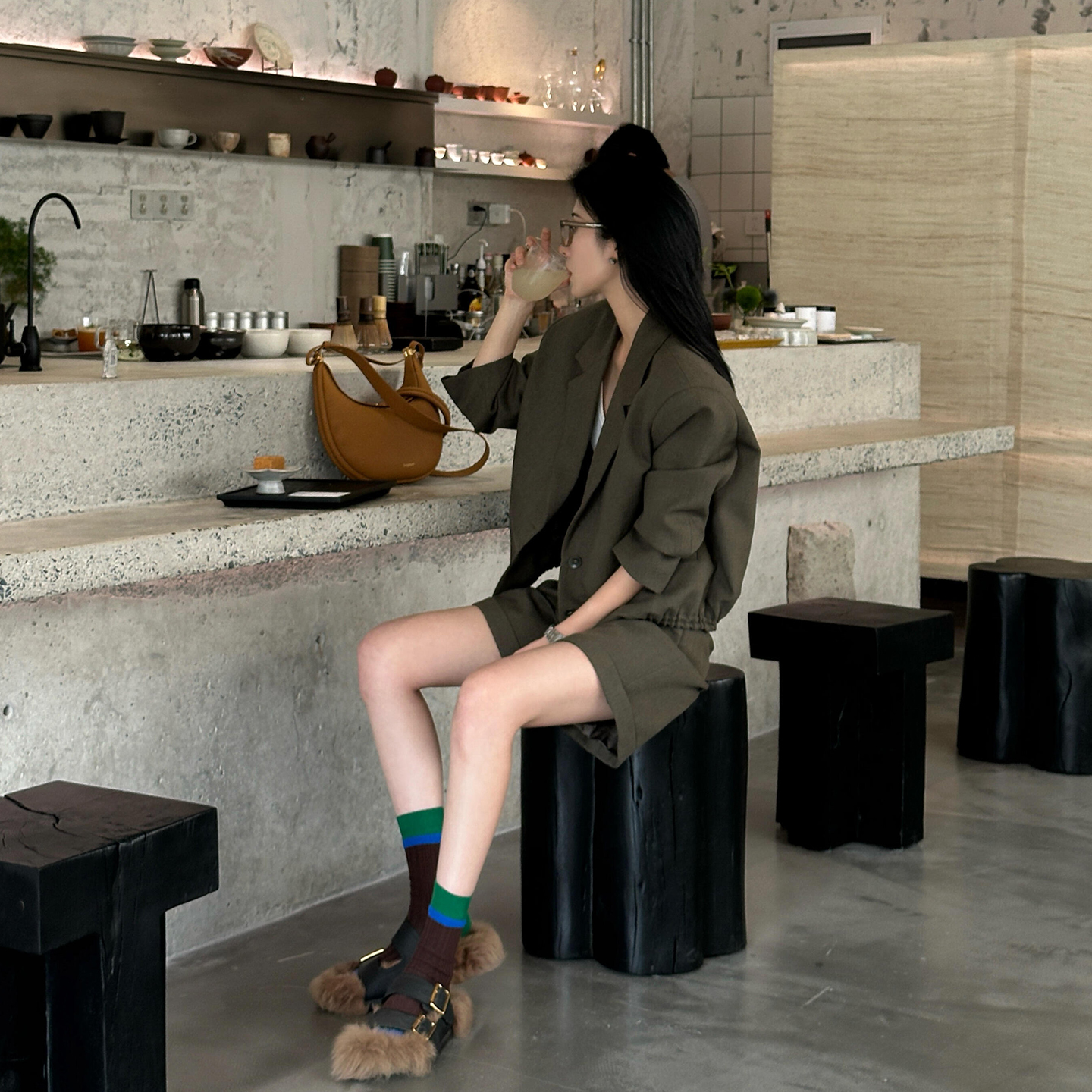 2025新款女早秋季大方得体美拉德穿搭小个子西装外套短裤两件套装