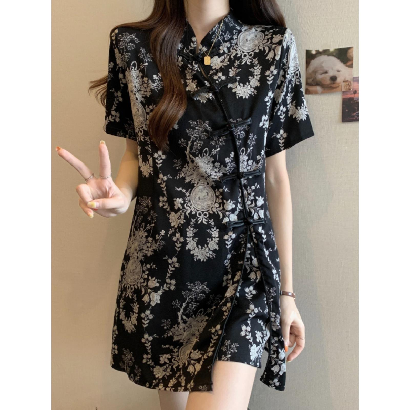 大码新中式国风穿搭雪纺小衫夏季微胖mm显瘦遮肉梨形身材短裤套装