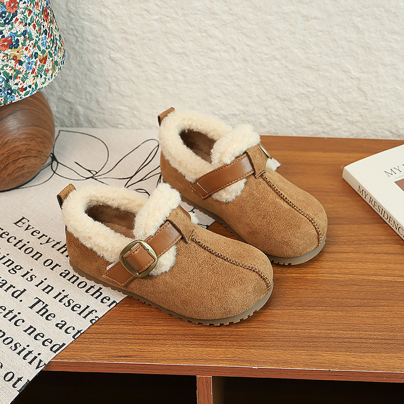 女童棉鞋勃肯鞋羊羔绒面中大童加绒保暖雪地棉软底儿童女孩潮酷鞋