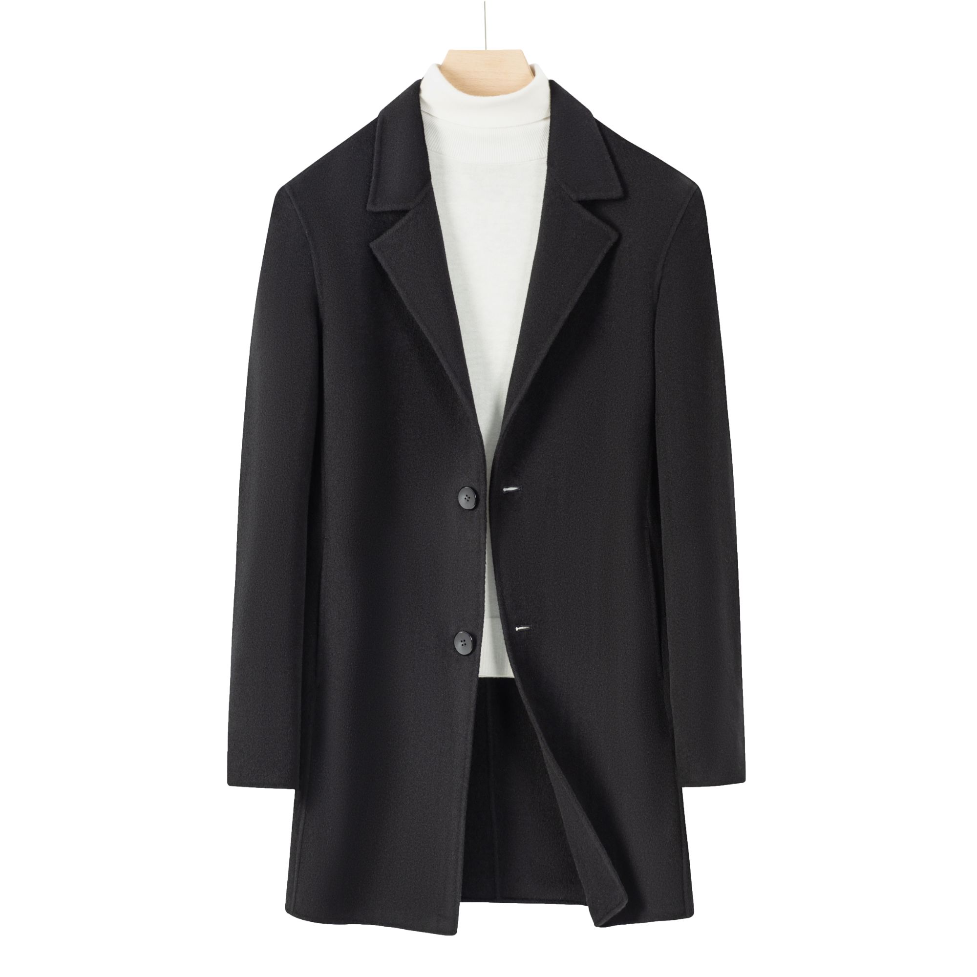 【羊绒大衣经典系列】双面双层男士冬季修身中长款气质山羊绒风衣