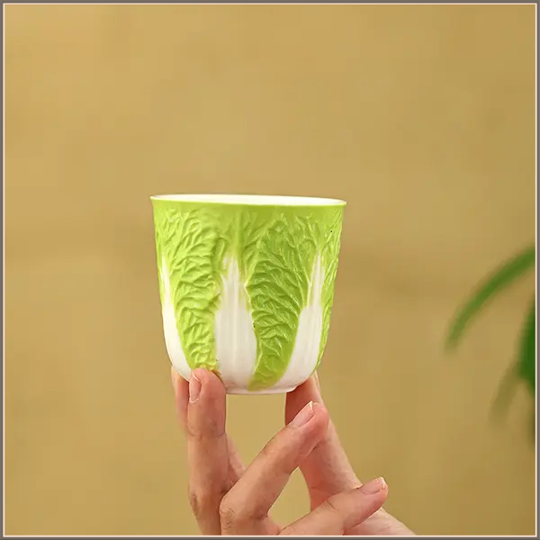 手工羊脂玉瓷白菜主人杯陶瓷百财个人杯高颜值功夫茶具家用【P73】