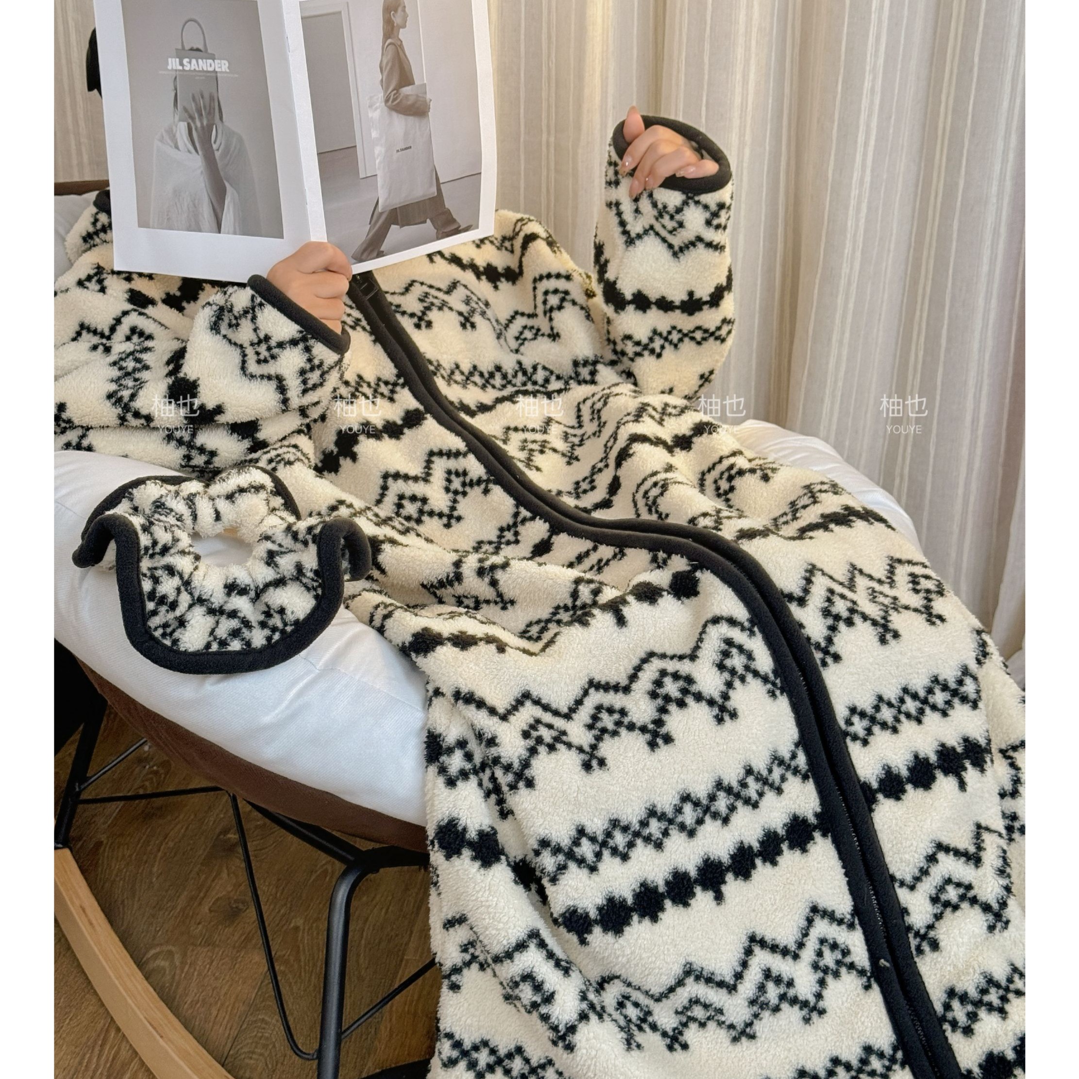 【北国雪夜】行走的被窝米粒绒长袍睡衣加厚冬季甜美可外出家居服