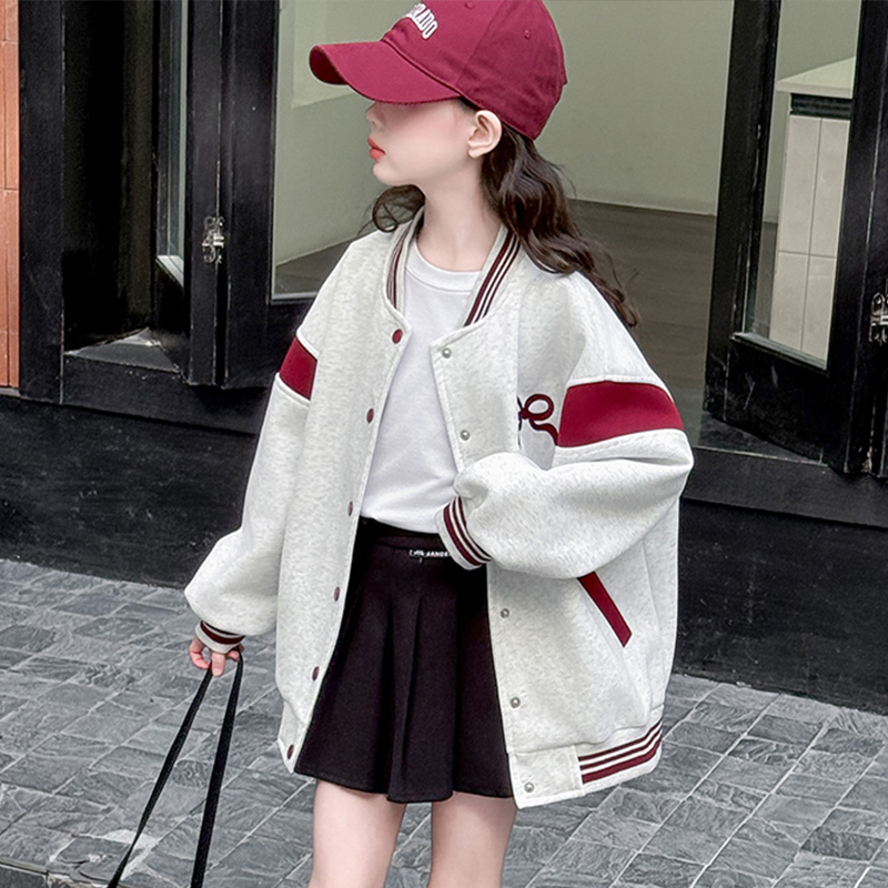 女童外套春秋2025新款儿童秋季洋气休闲上衣中大童宽松秋装棒球服