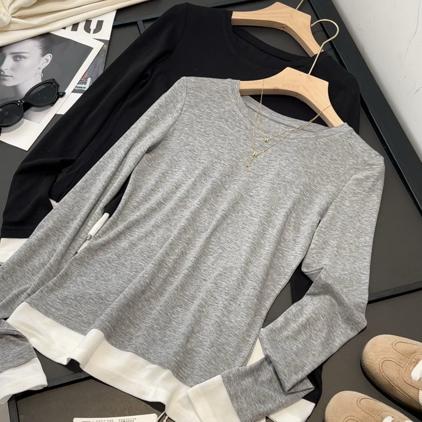 【莱赛尔97】王炸单品！ROW风修身高弹撞色款天丝长袖T