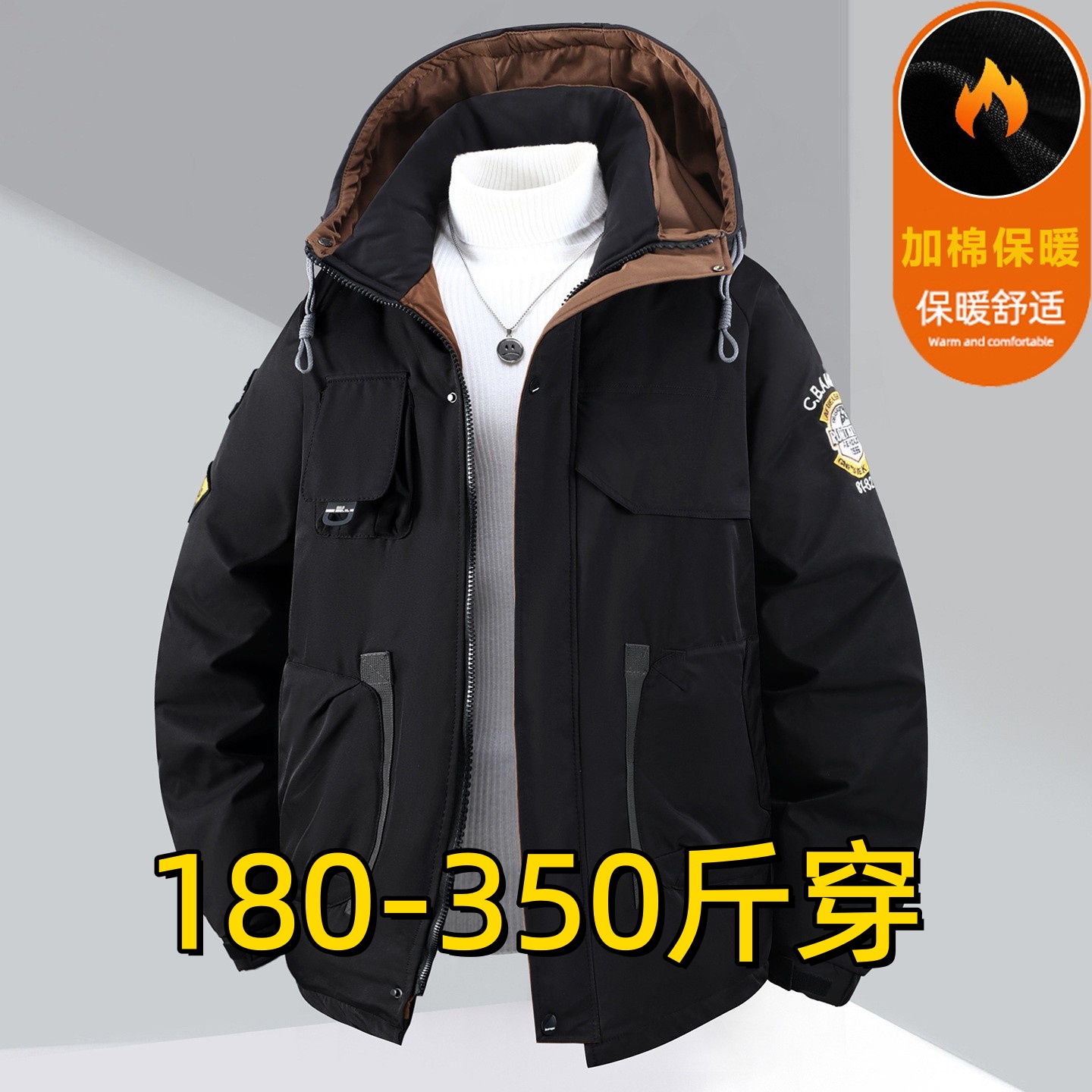 加肥加大码350斤加厚棉服男士胖子秋冬季棉袄防风保暖棉衣外套11X