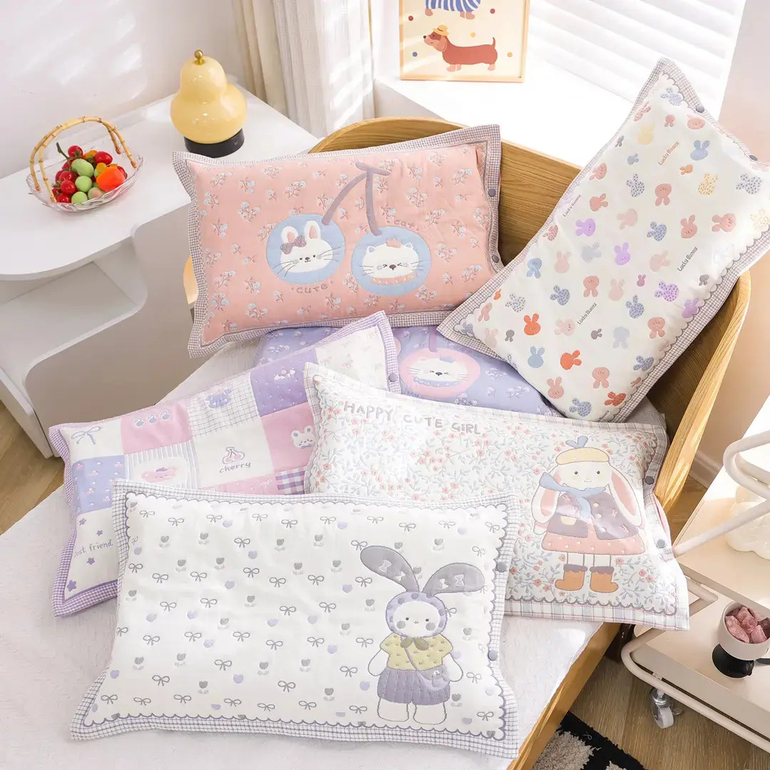 高密纯棉纱布卡通儿童枕套全包宝宝家用全棉加厚枕芯内胆套