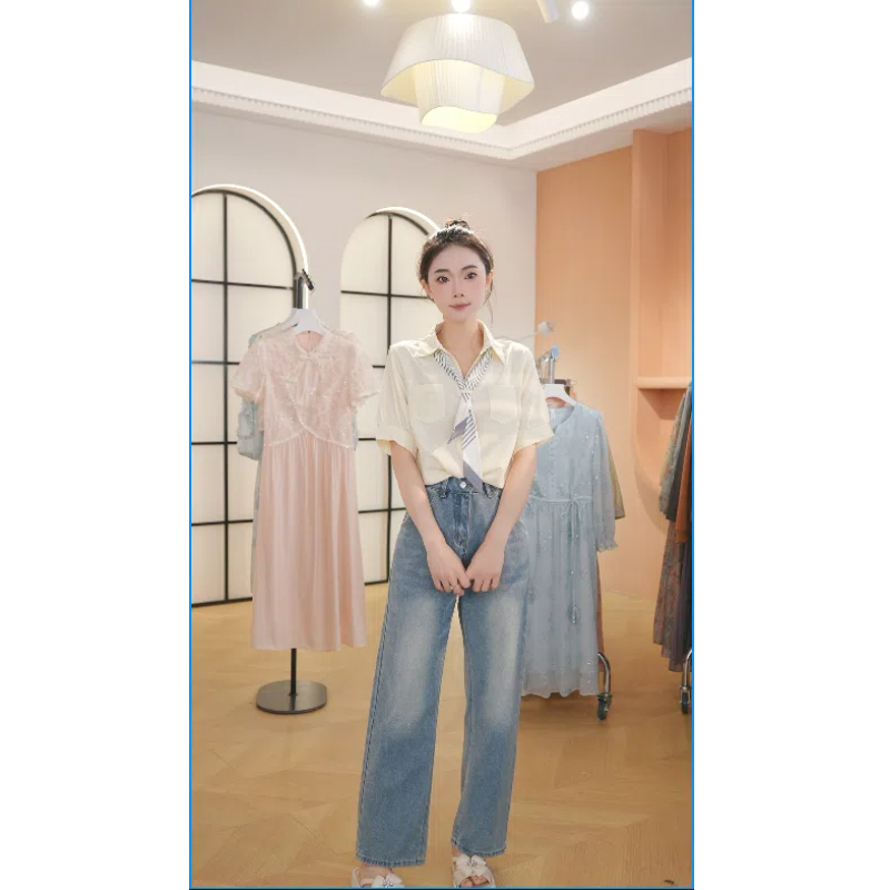 浅色直筒牛仔裤秋冬新款2025早秋新款复古休闲时尚百搭阔腿牛仔