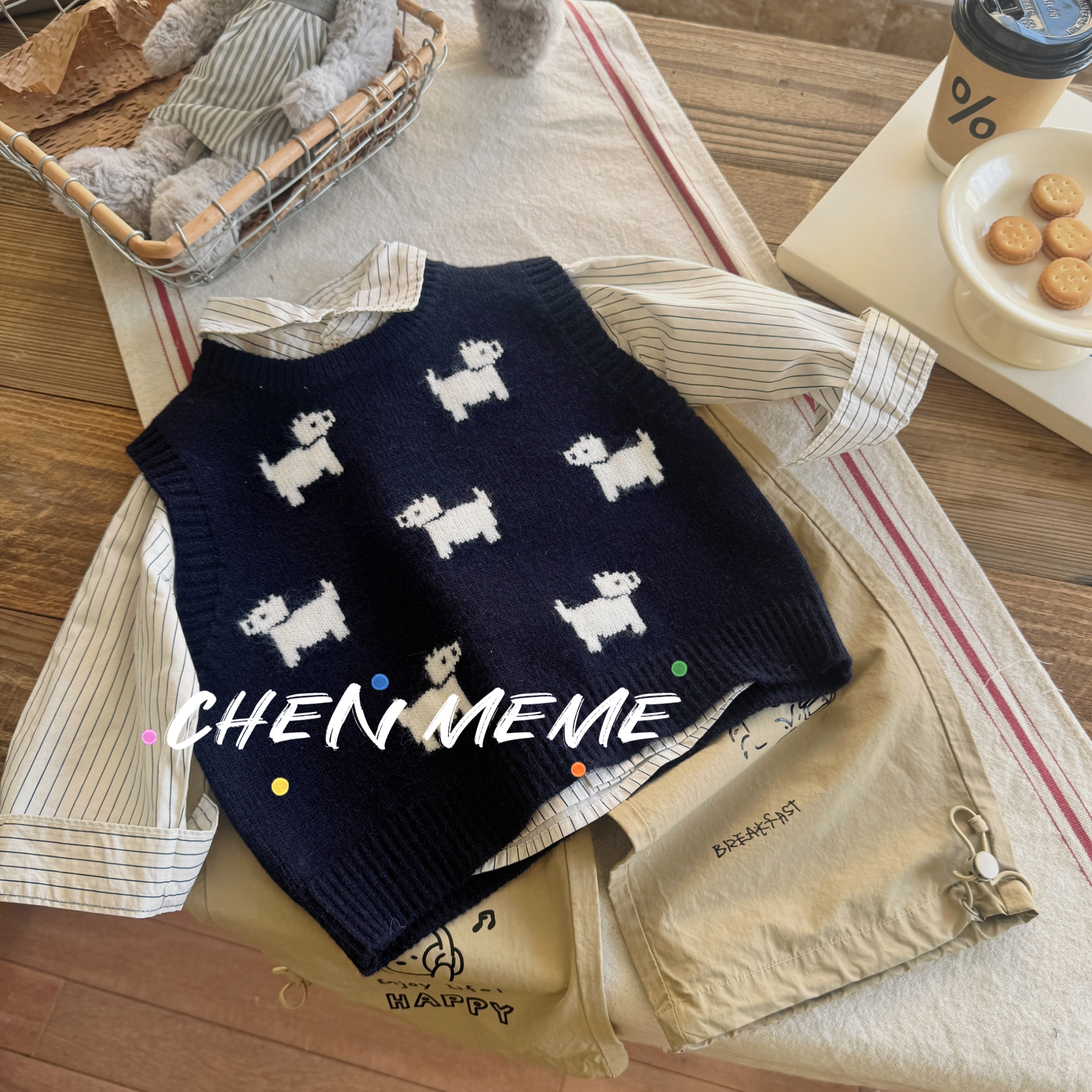 童装春装套装2025新款帅气宝宝衣服可爱儿童洋气毛衣马甲三件套