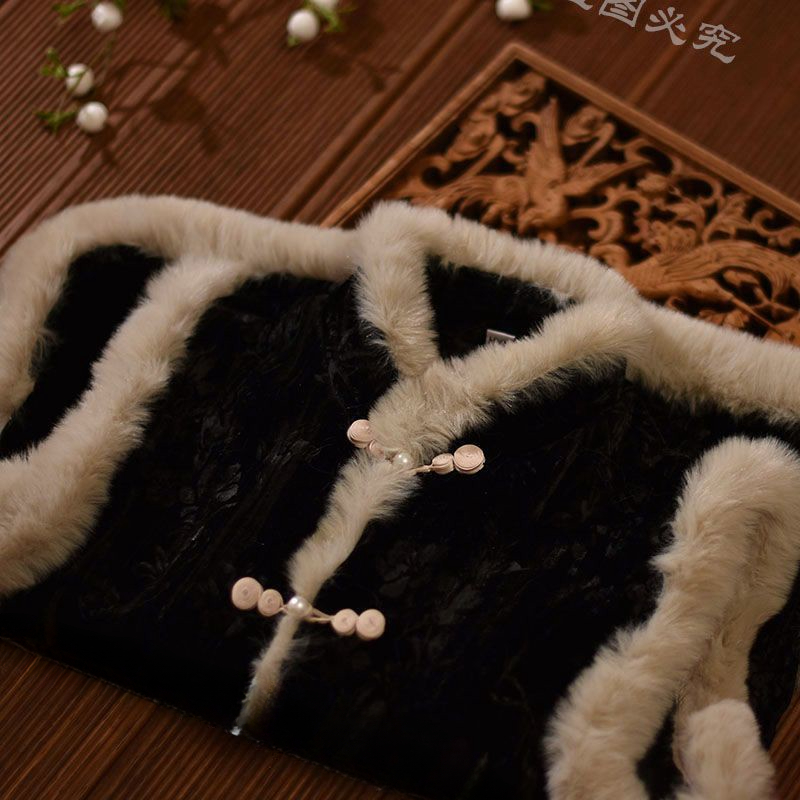 新中式黑色无袖款轻奢马甲中式加绒唐装国风外套复古冬马夹开衫女